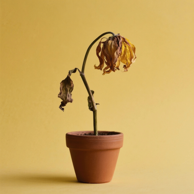 a-studio-shot-of-a-wilting-flower-in-a-pot-against__23059